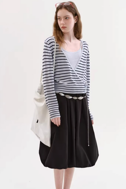 텐셀 스트라이프 가디건 세트