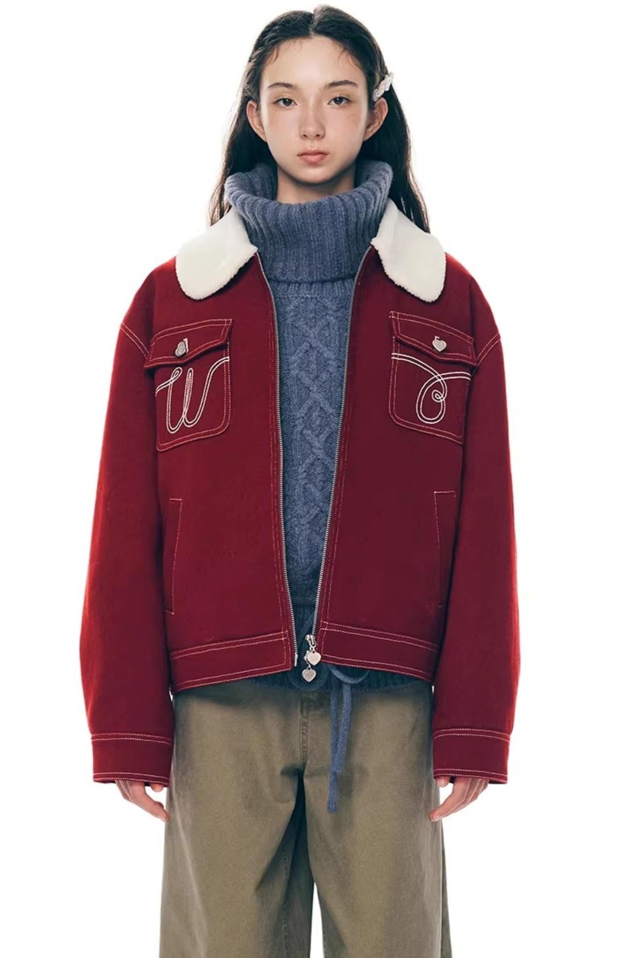Red Wool Winter Jacket