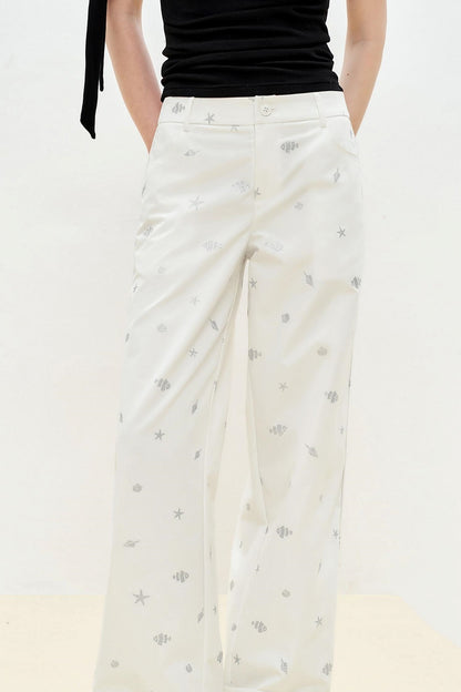 White Summer High-Waisted Straight Jeans