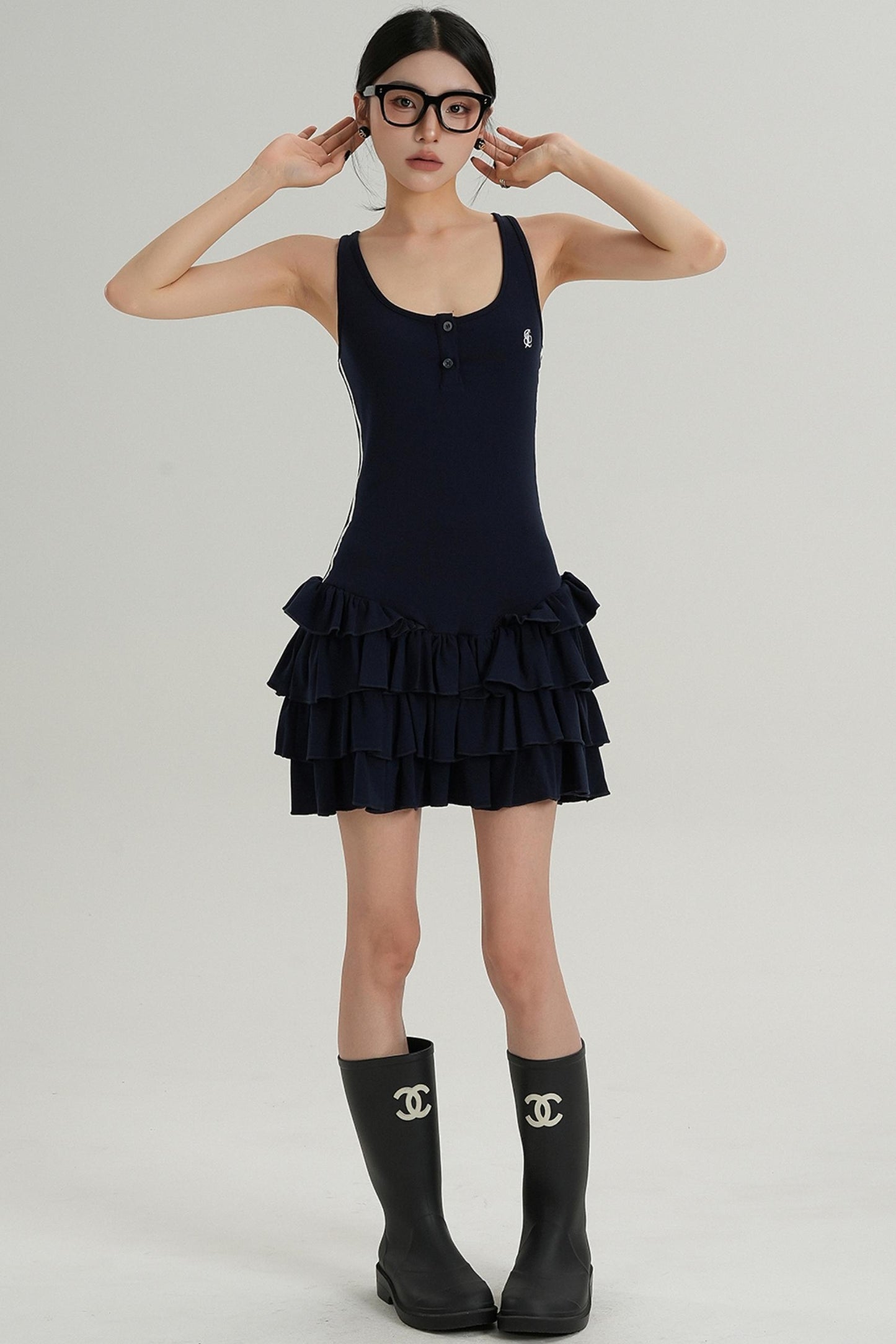 Unique Skirt Halter Mini Dress