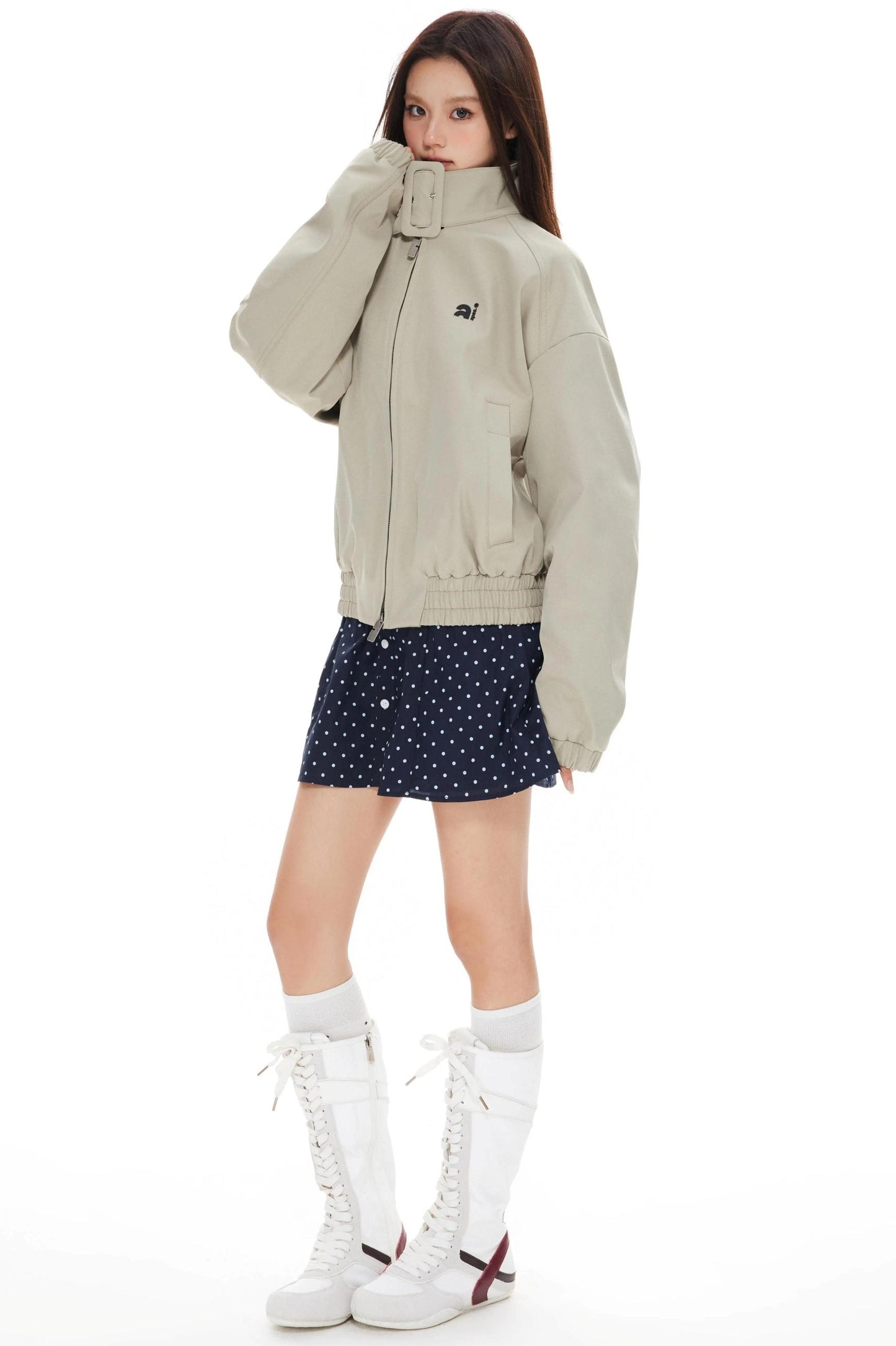 Polka Dot Stand-Up Jacket
