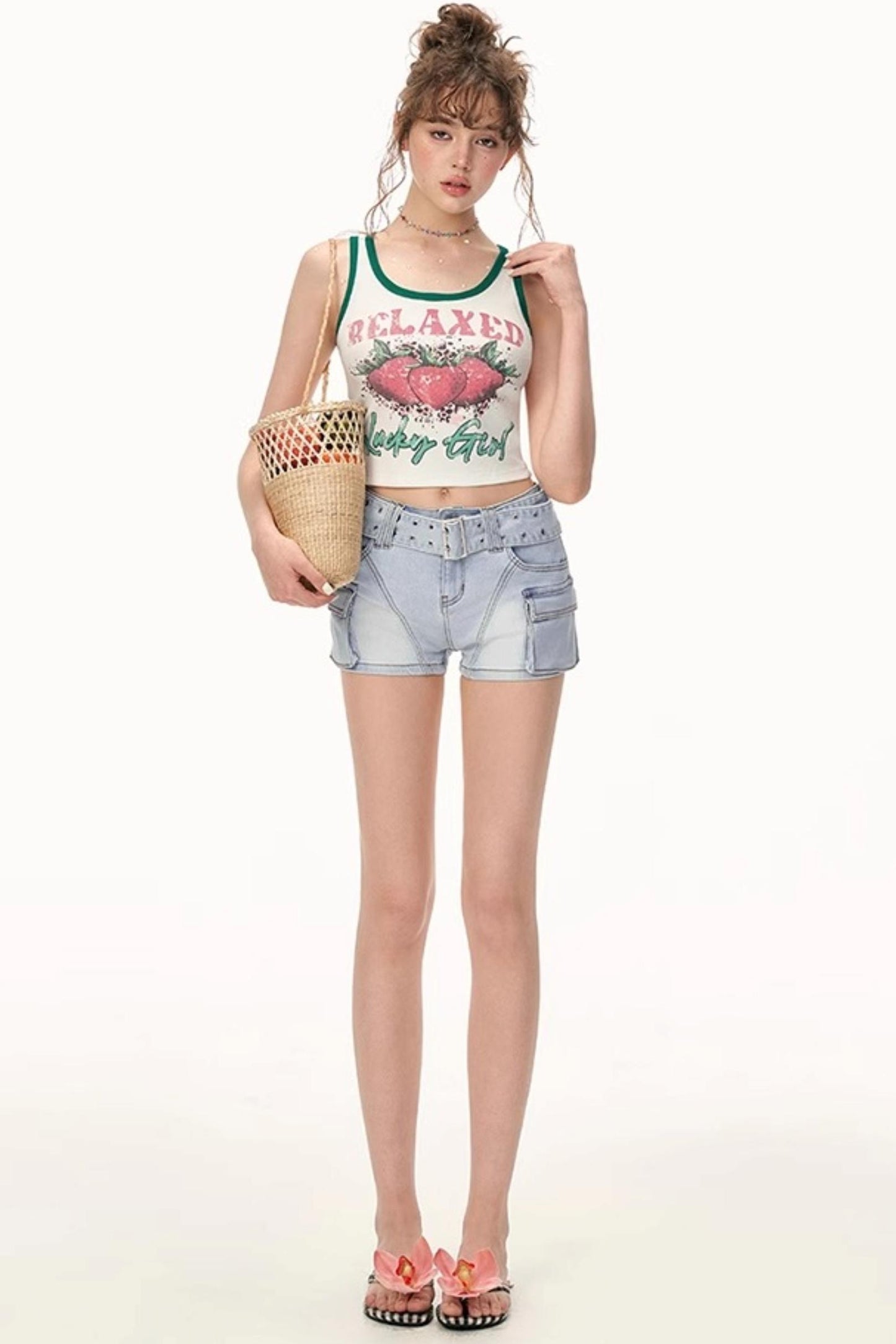 Double-Breasted Denim Shorts