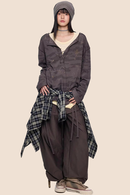 Blouse V-Cou Retro Camouflage