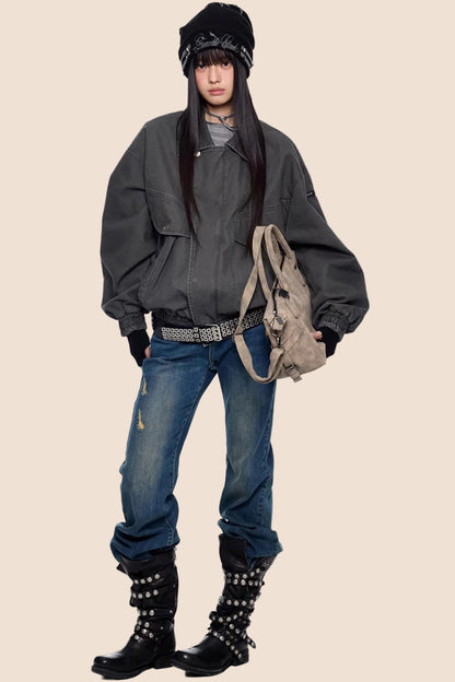 Retro gewaschene Jeansjacke