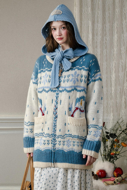 Nordic Snow Wool Knit Jacket