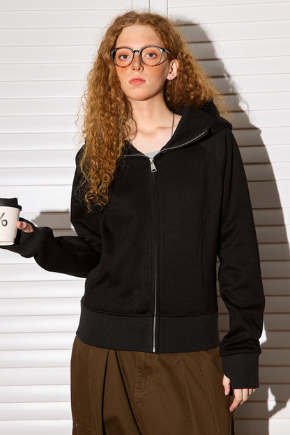 크롭 더블 지퍼 슬림 탑 