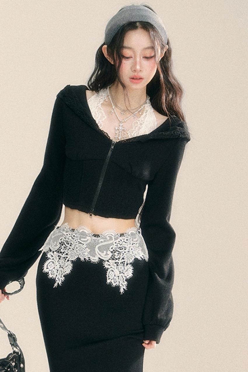 Korean Winter Lace Skirt Set-Up 