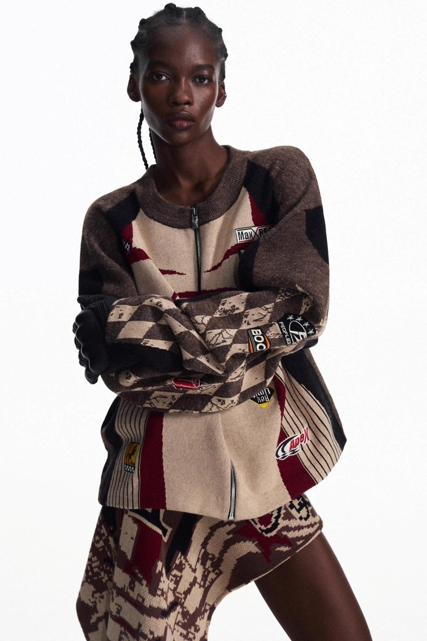 Elements Zip Contrast Knit Top