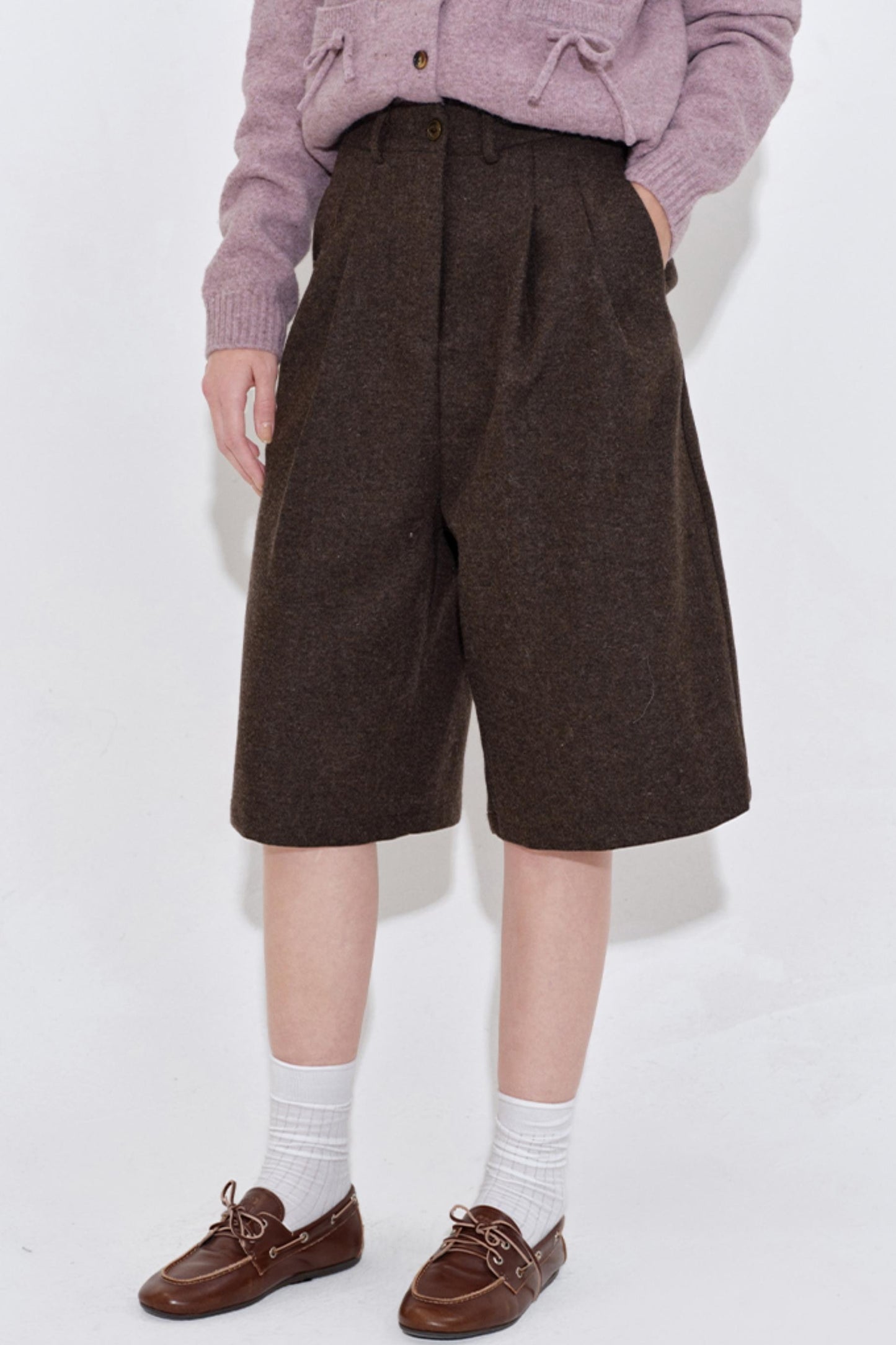 Woolen Cropped Suit Pants