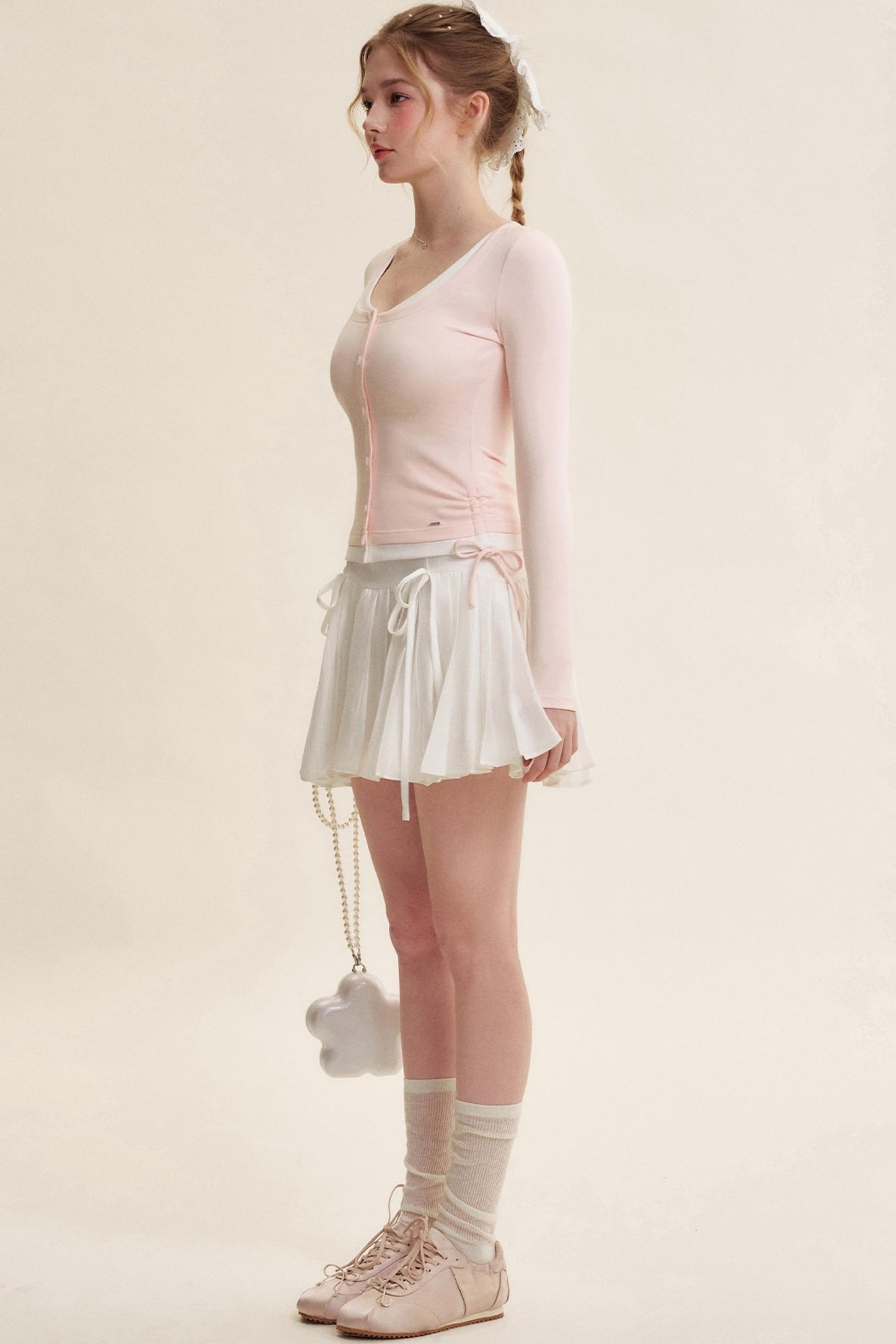 Balletcore Pleated Bow Skirt