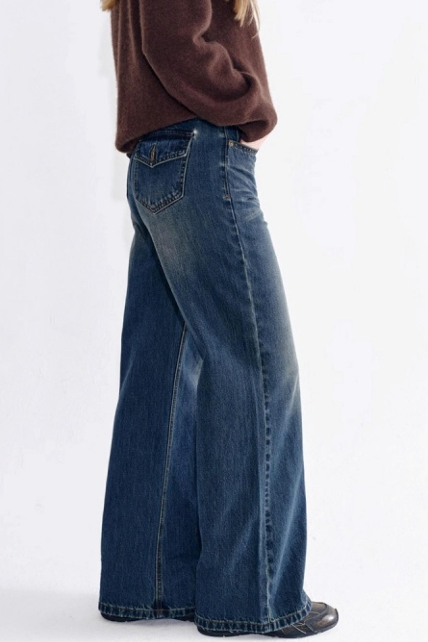 Detachable Plaid Shirt Waist Slimming Jeans
