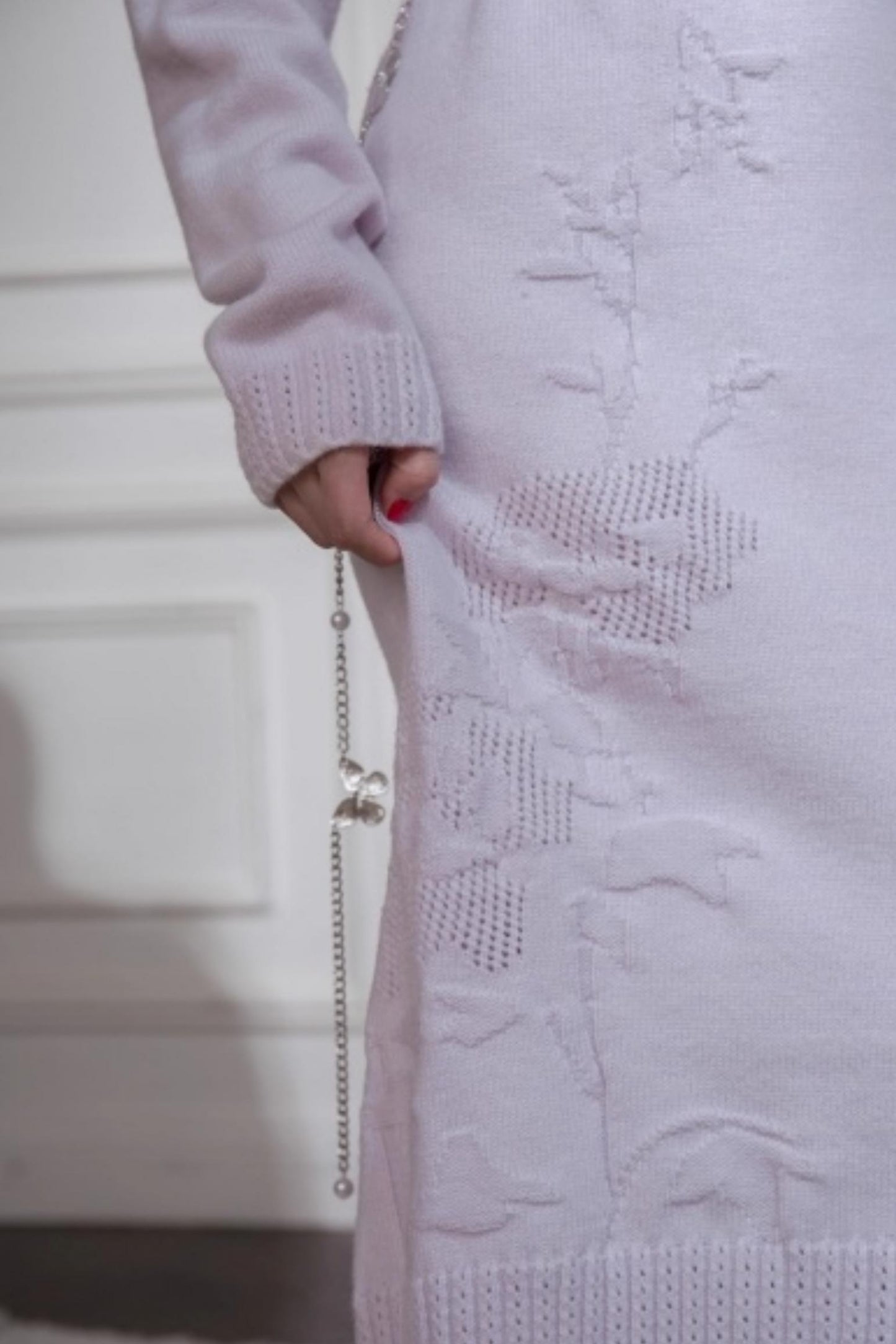 Light Purple Wool Floral Dress Set