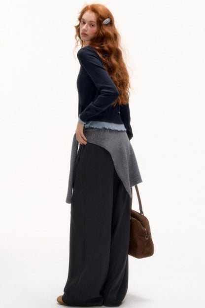 Solid Knit Lace-Up Shawl