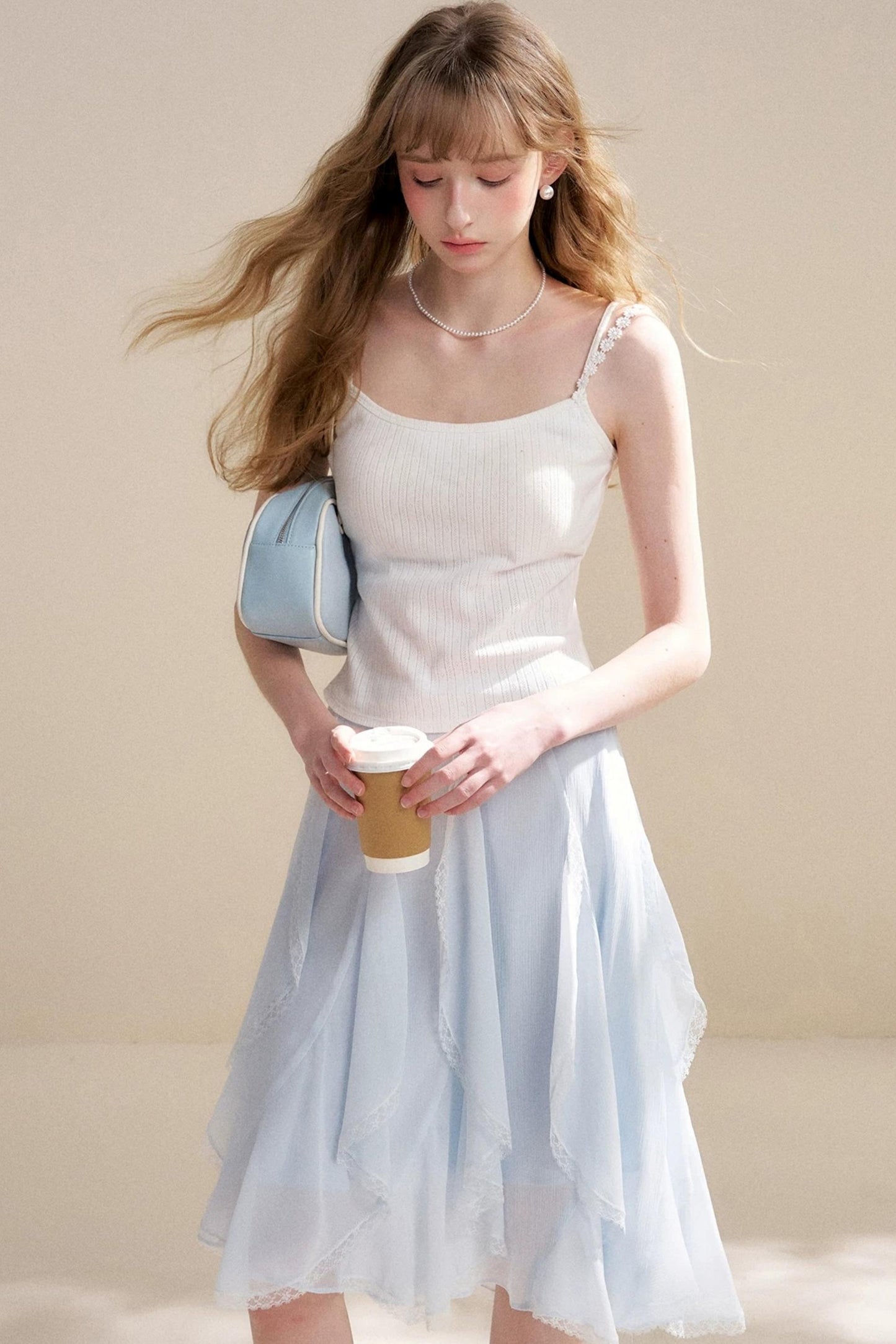 Irregular Ruffle Lace Skirt