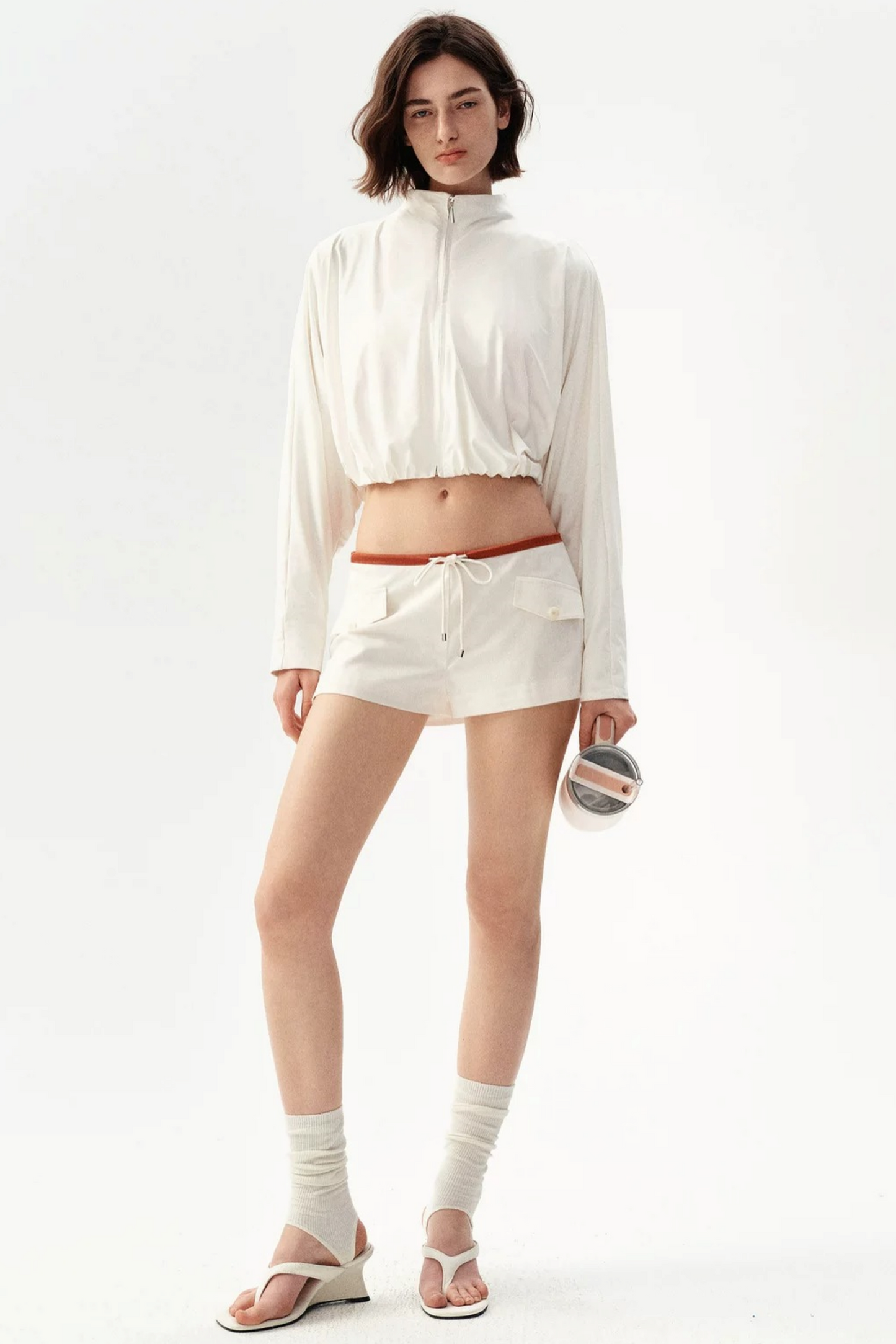 French Caramel Color Block Linen Shorts