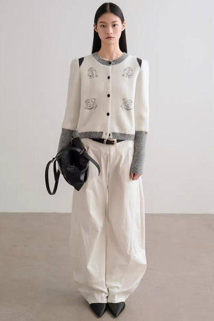 Scattered Roses Jacquard Cardigan