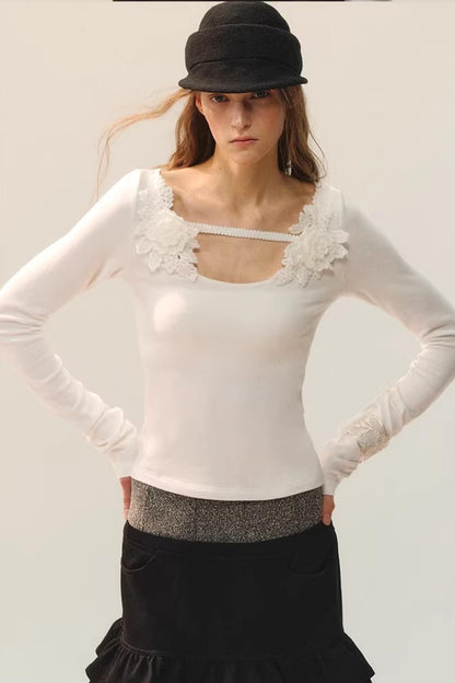 Elegant Floral Ribbon Blouse