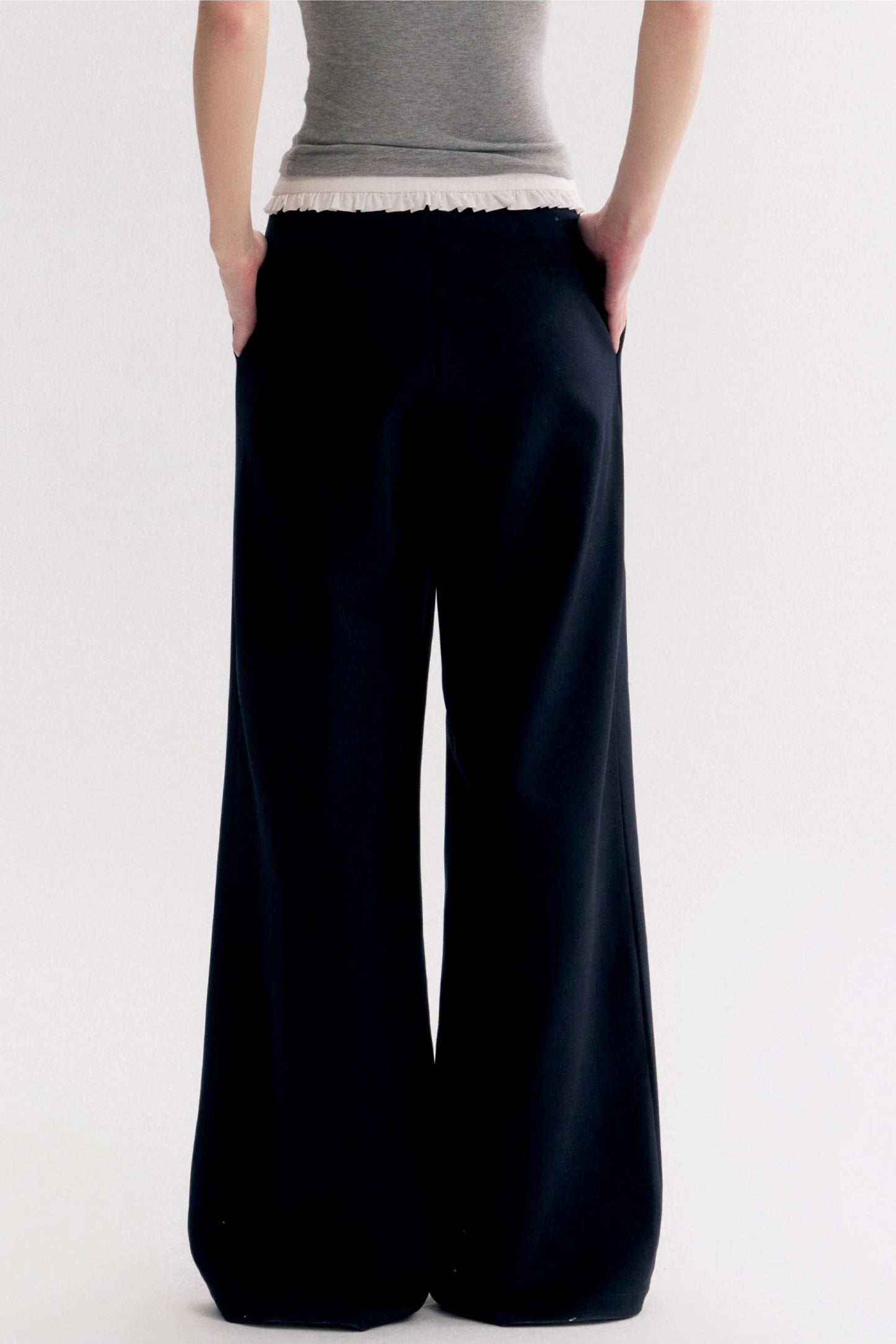 Tencel Wool Blend Straight-Leg Slacks