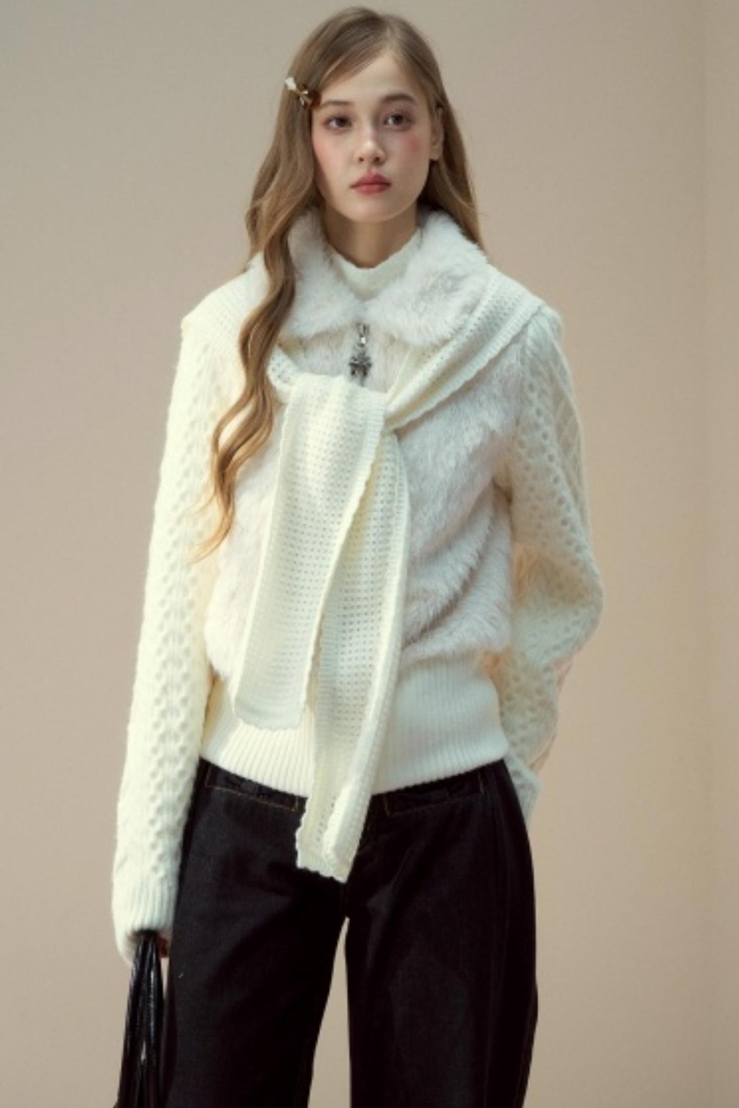 Fur Patchwork Fleece Zipper Jacket