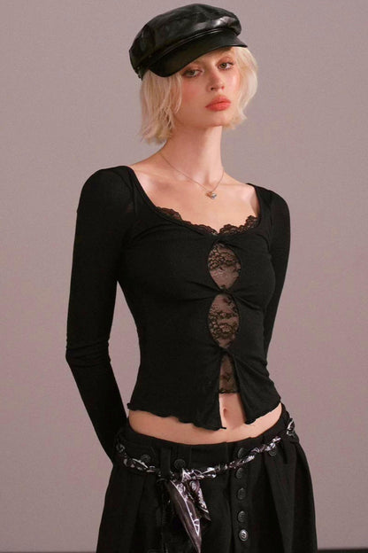 Hollow Lace Two-Piece Top