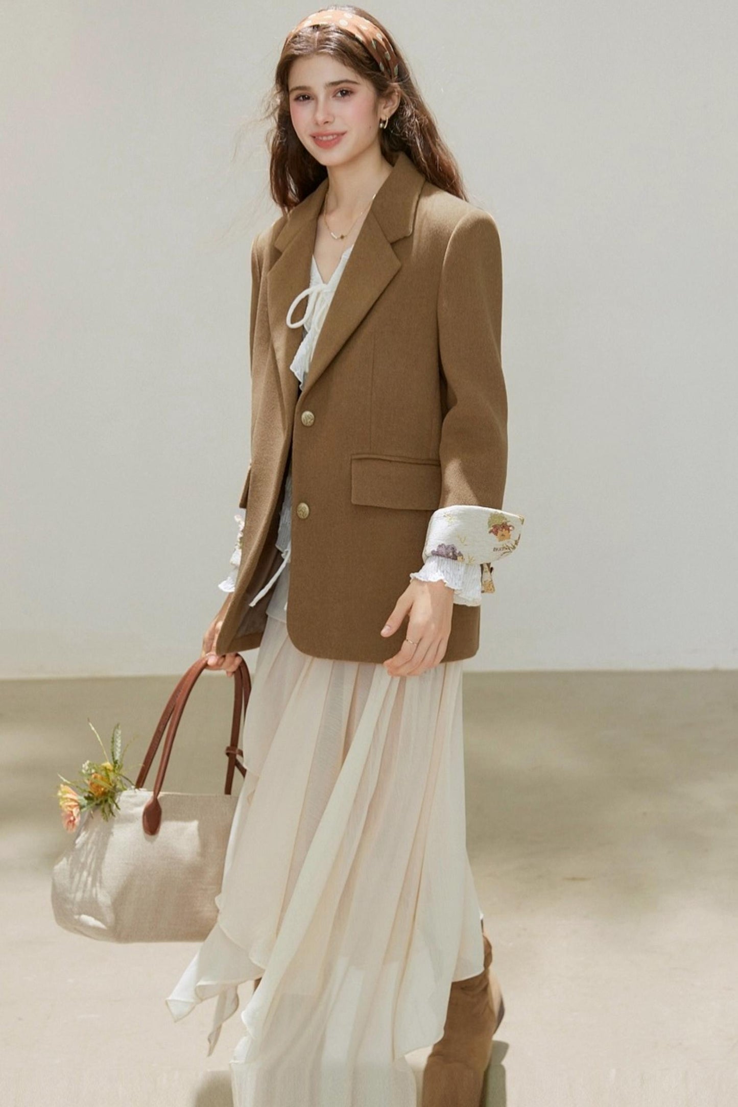 Jacquard Woolen Coat