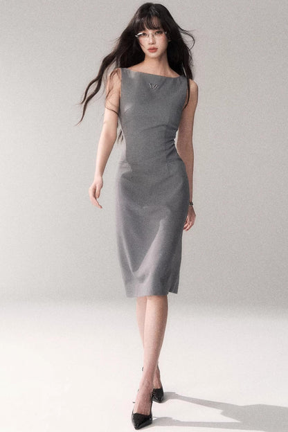 Siren schulterfreies graues Kleid