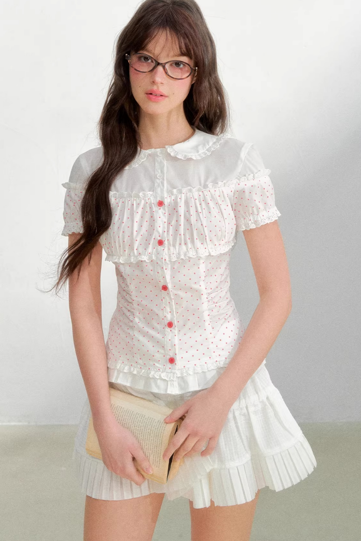 Cotton Linen Polka Dot Blouse