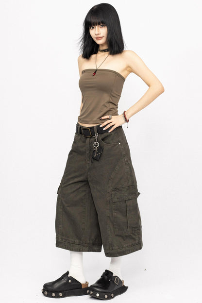 American Vintage Cargo Denim Cropped Pants