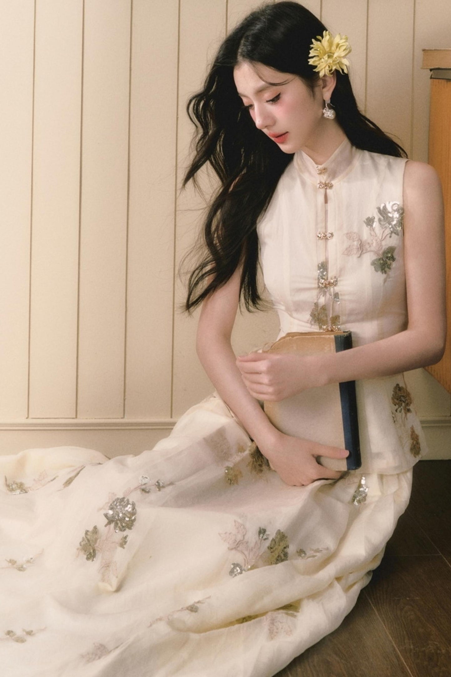 Sequin Embroidered Chinese Skirt