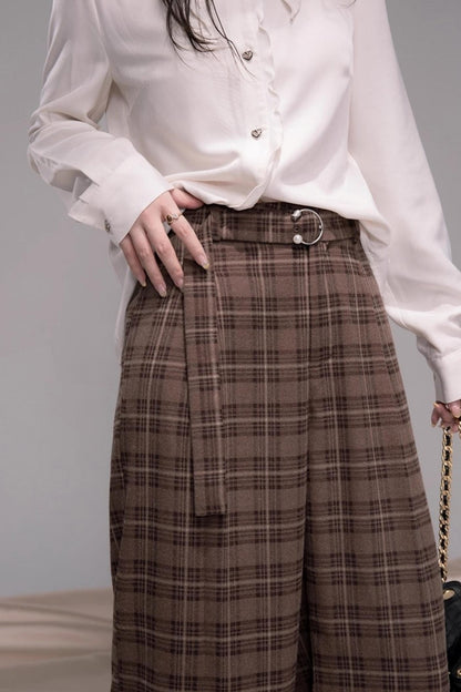 Vintage Check Wide-leg Pants