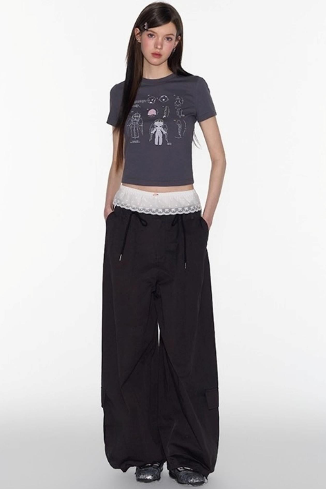 Spring American Shoulder Crop Top