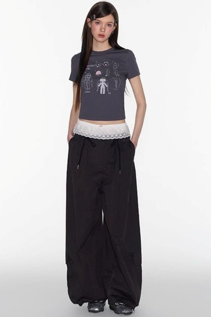 Spring American Shoulder Crop Top