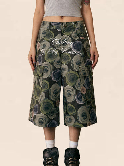 American Rose Print Part-Time Pants