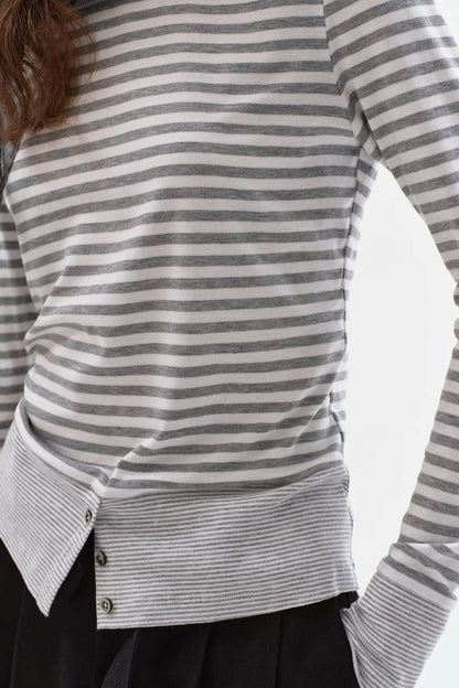 Soft Gray-White Striped Sweater