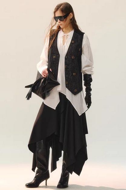 Beaded Retro V-Neck Vest Set