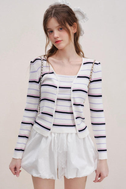Striped Knit Cardigan Set