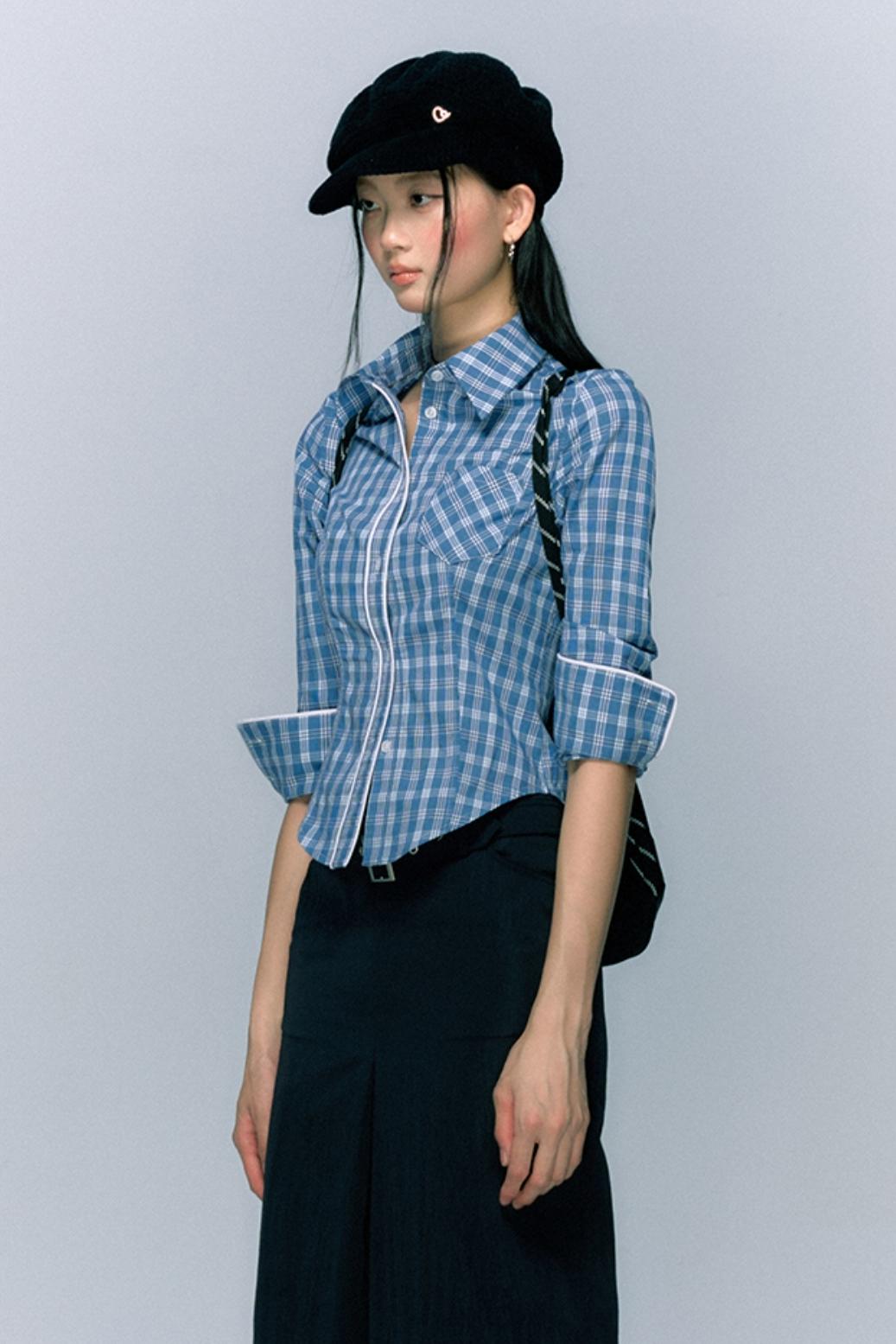 Autumn Checked Cinched Waist Shirt