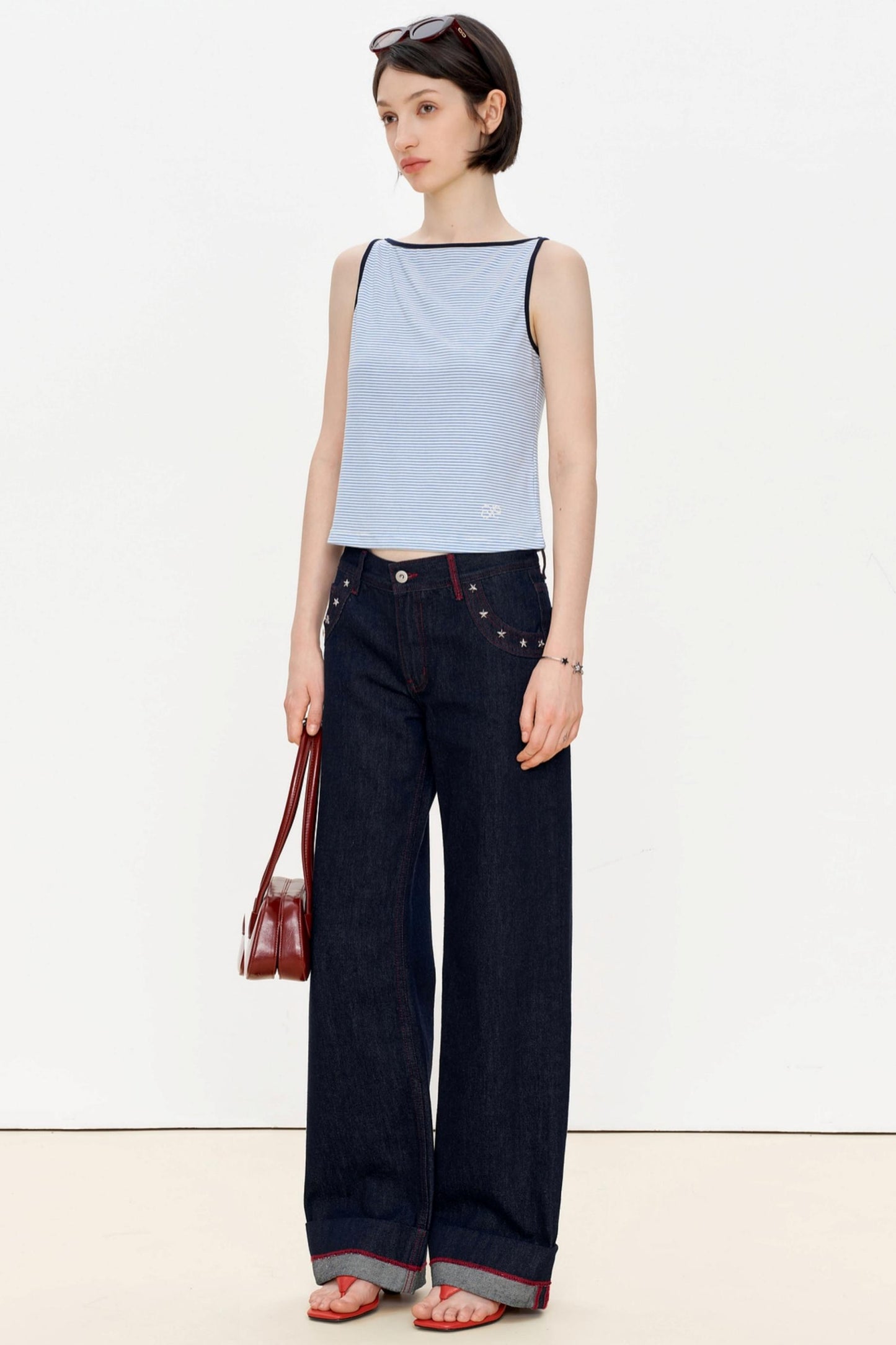 Blue Stripe Asymmetrical Tank