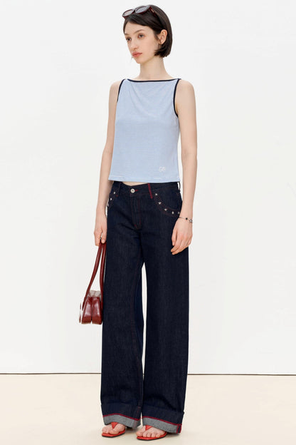 Blue Stripe Asymmetrical Tank