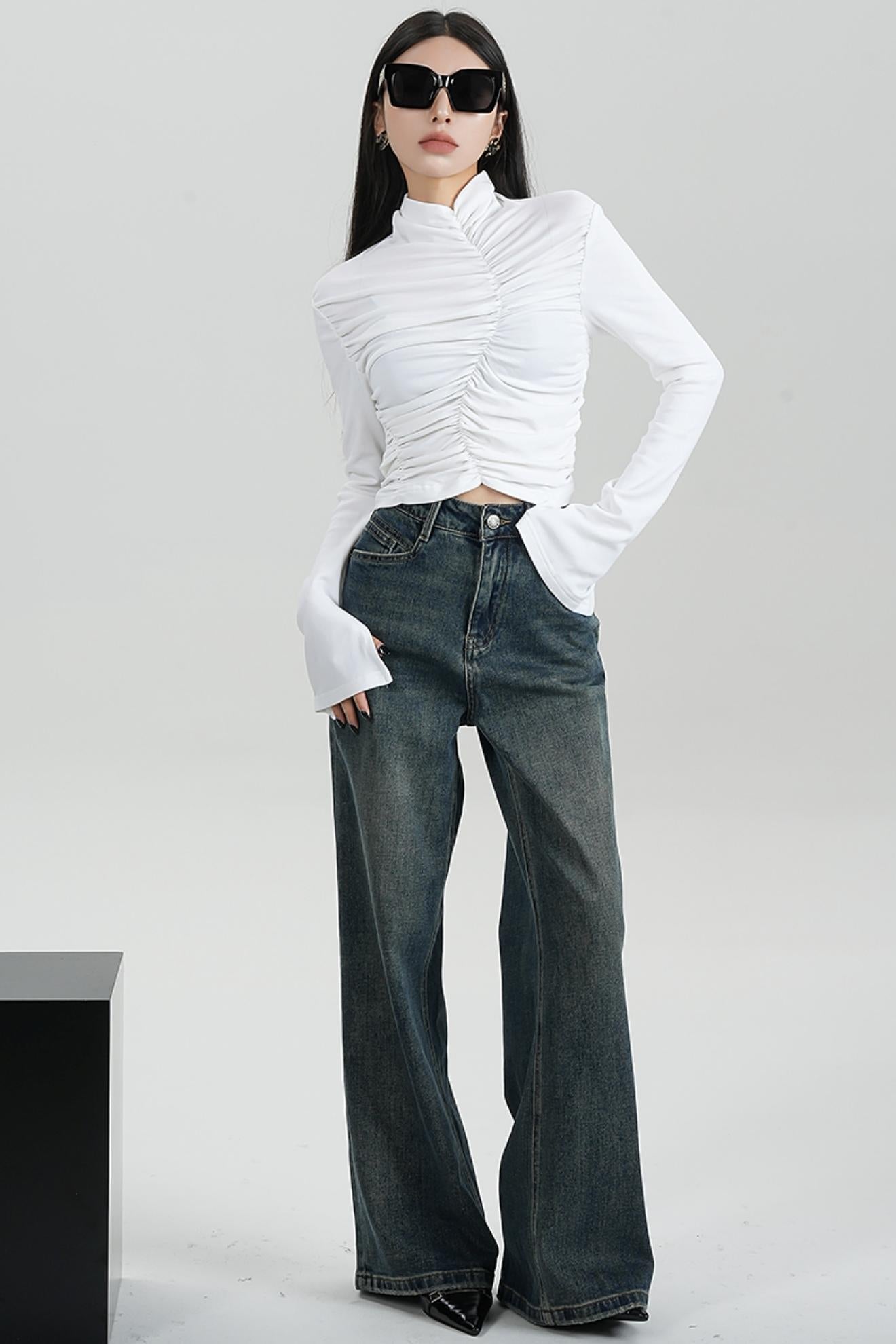 SRYSAME High Waist Jeans, Straight Flare, Wide Leg Loose Women's Pants, Trousers, Autumn New Women's Wear