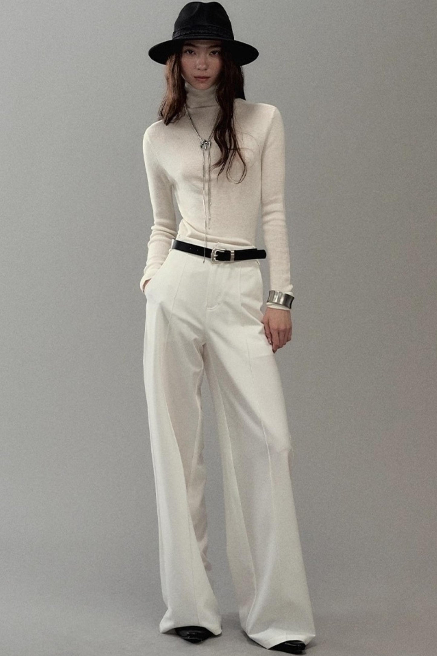 Soft Light Wool Turtleneck Top