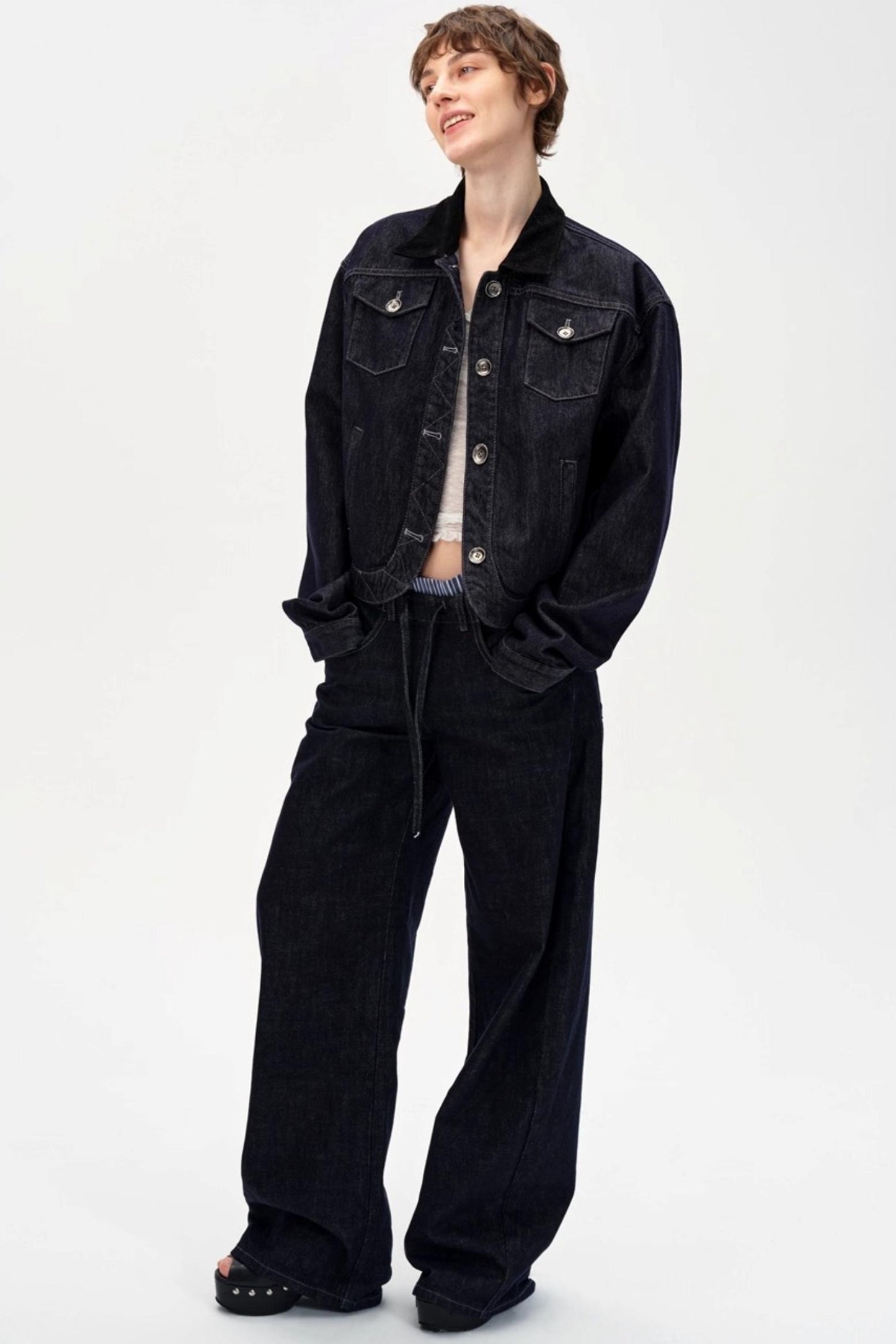 Cow Color Slim-Fitting Cotton Straight-Leg Pants