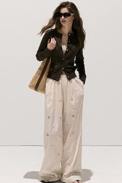 Vintage Crewneck Wool Knit Cardigan