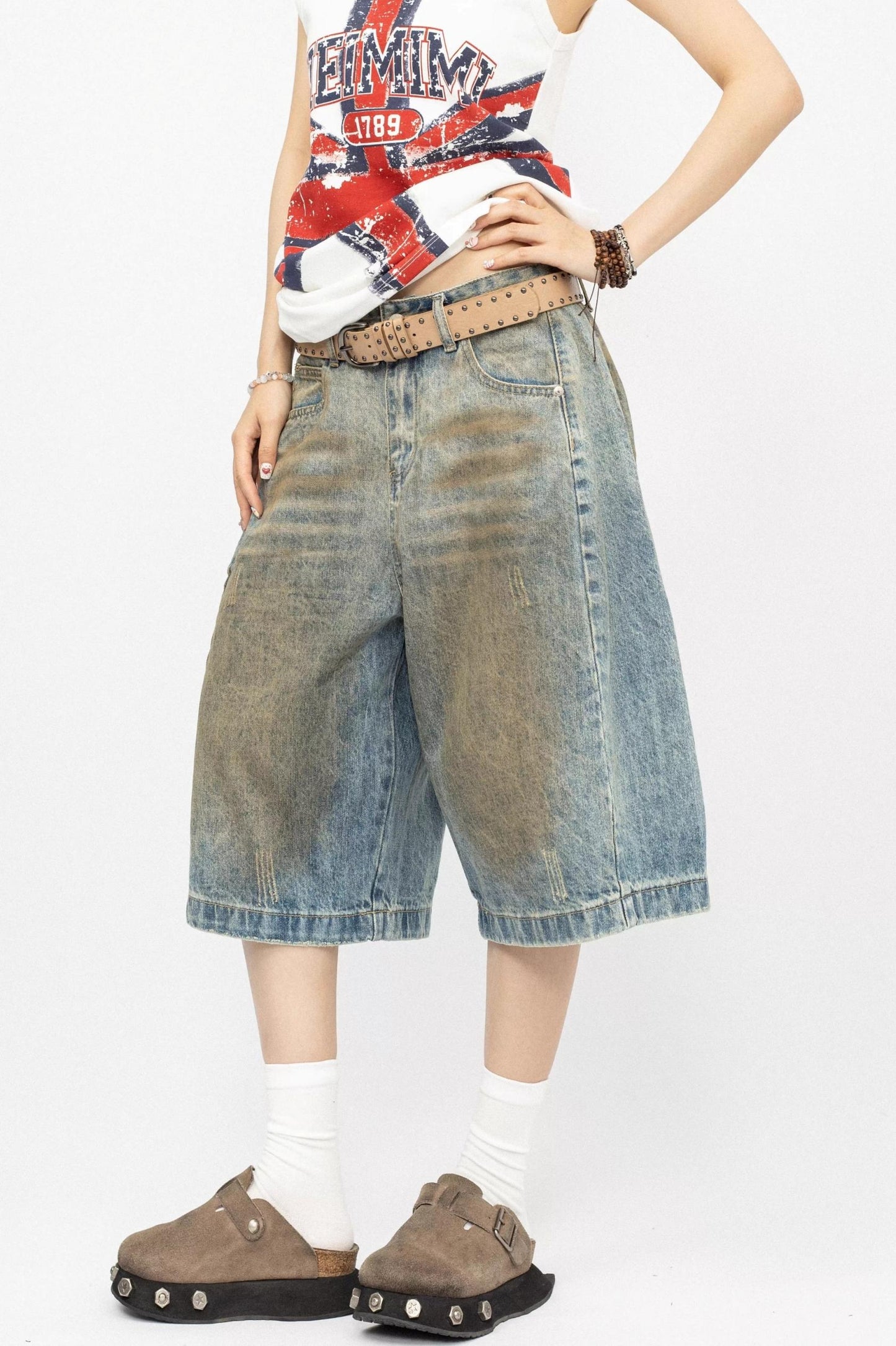 Distressed Denim Shorts