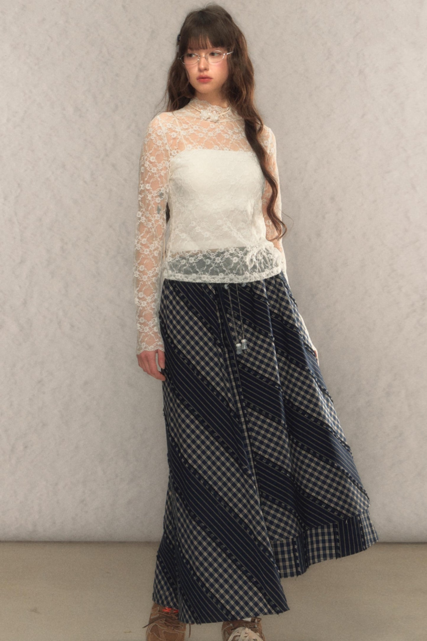 Elastischer Taillen-A-Linien-Maxikleid 