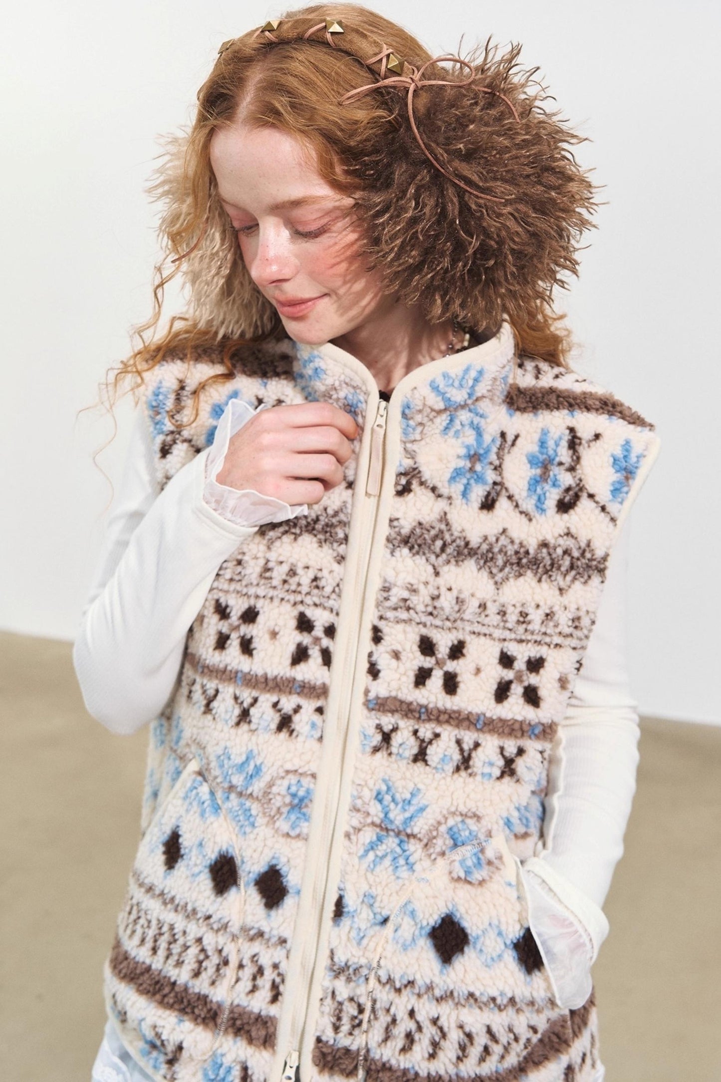 Fair Isle Jacquard Fleece Vest