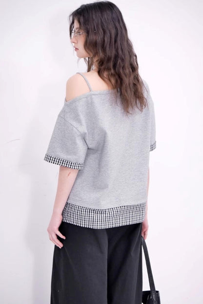 Gray One-Shoulder Tee