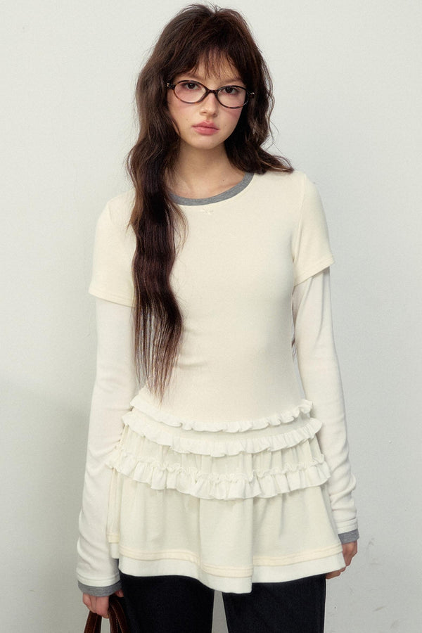 Fake Two-Layer Lace T-Shirt