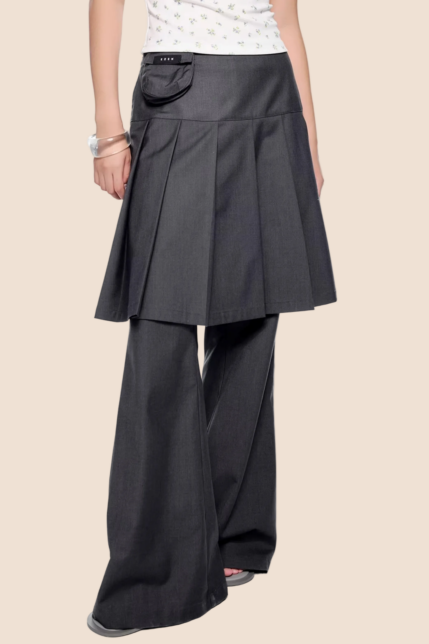 Vintage Pleated Flared Pants