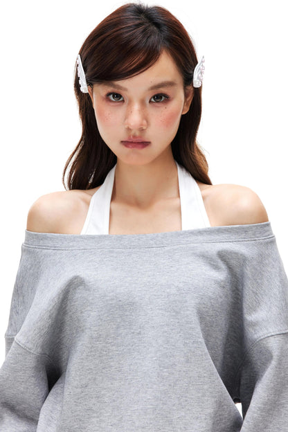 Halter Neck Pullover Sweater Set-Up